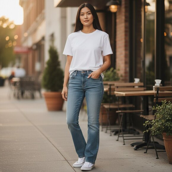 John J Galt Womens Size 5 Light Wash Blue Boot Cut Pockets Denim Jeans Distress - Picture 1 of 11